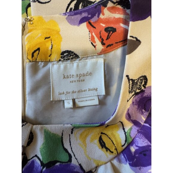 Kate Spade Elyse Dress S Small Short Sleeve Silk Belted Floral Career Church - Picture 11 of 14